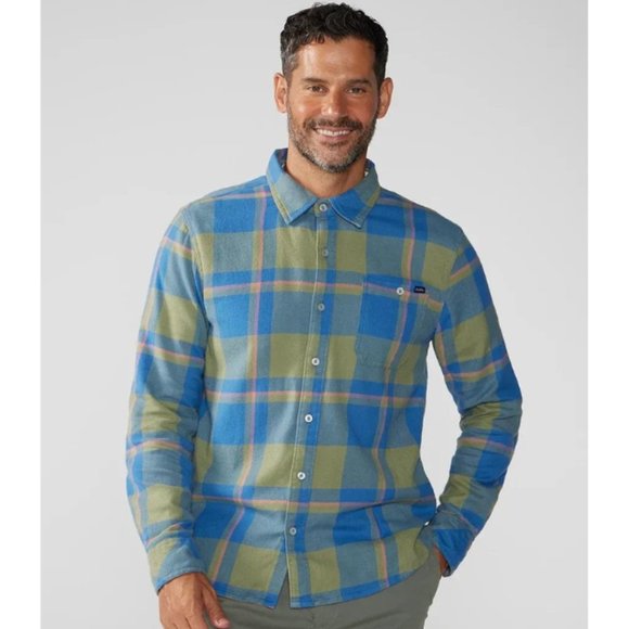 Chubbies Other - Chubbies NWT Men's Blue & Olive Brown Plaid BE GLAD WEAR Shirt, Size Large